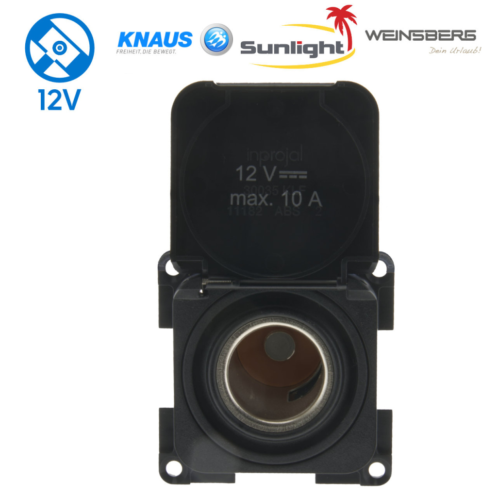 BBAtechniek - S 30.000 12V 10A contactdoos zwart + klepje (1x) 
