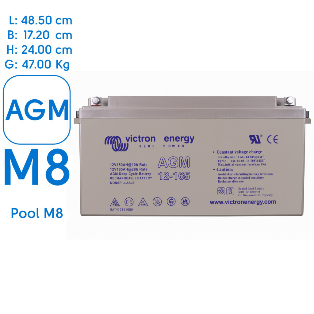 BBAtechniek - 12V 165Ah Victron AGM Accu M8 (1x)