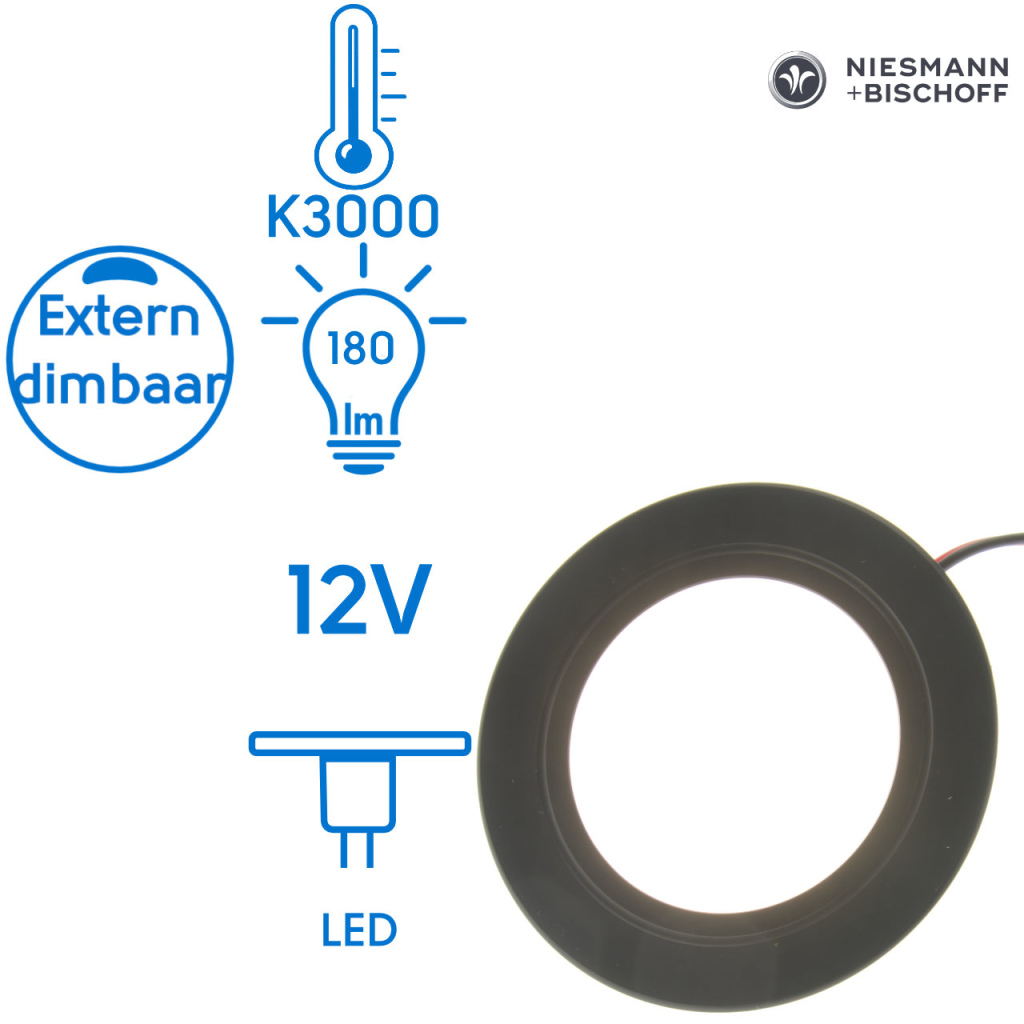 BBAtechniek - Campobasso 12V 3W ronde inbouw LED spot (1x)