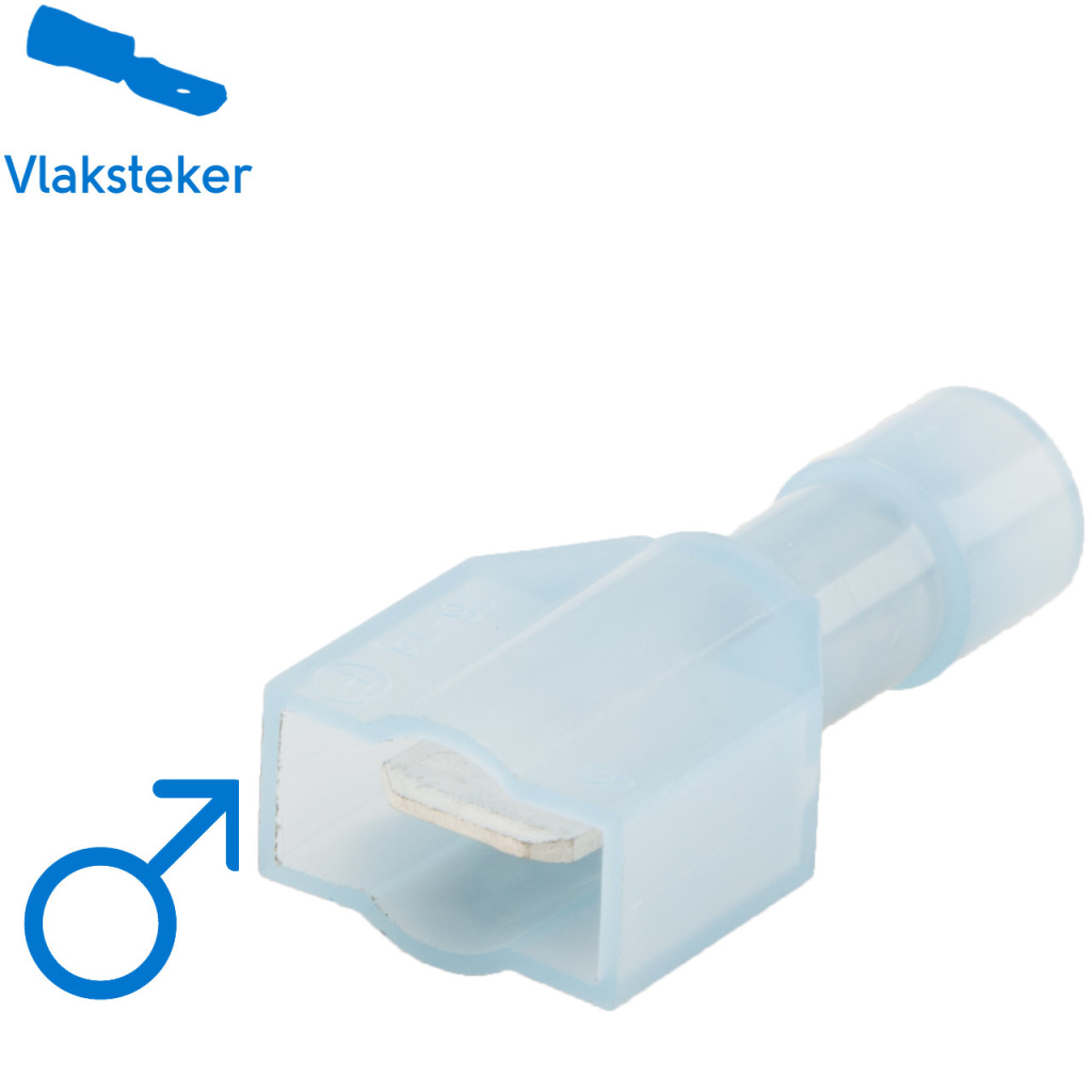 BBAtechniek - Vlaksteker 6.3x0.8mm blauw (50x)