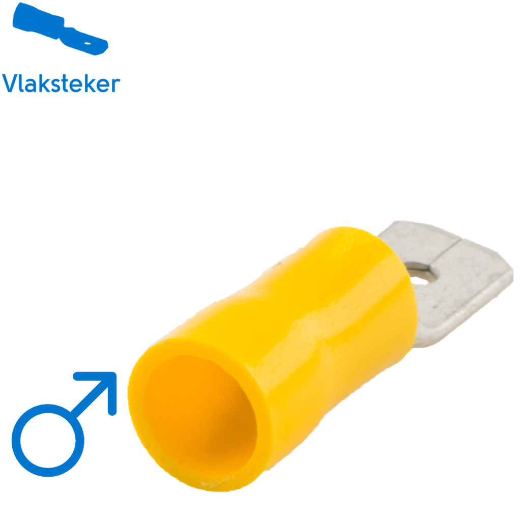 BBAtechniek - Vlaksteker 6.3mm geel (100x)
