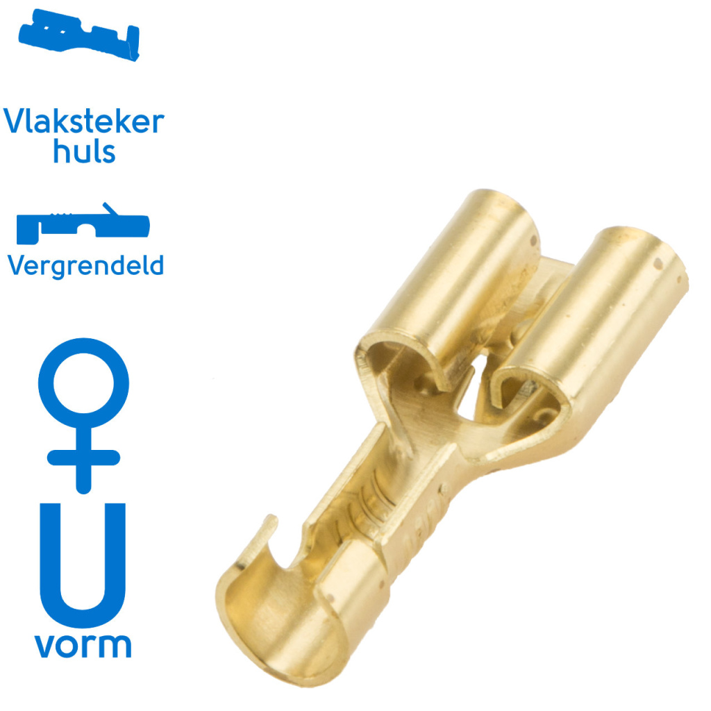 BBAtechniek - Vlakstekerhuls messing 6.3 0.5-1.5mm² (100x)