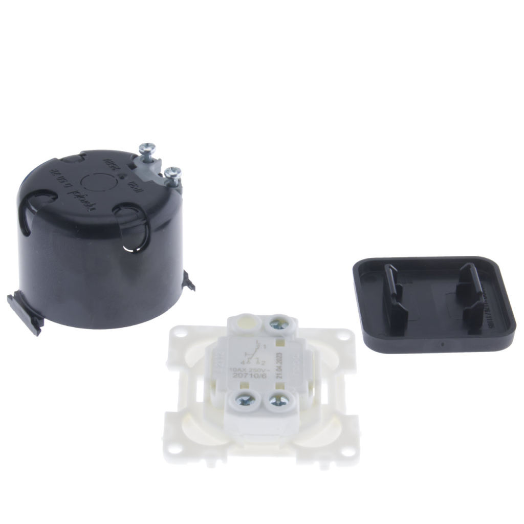 BBAtechniek - S 30.000 wipschakelaar aan/uit 230V zwart (1x)