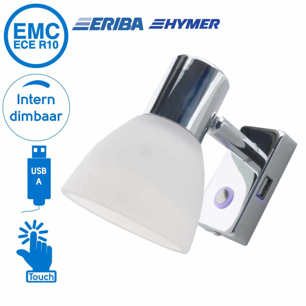 BBAtechniek - Faretto PowerLED 12V 3W chroom USB-A(1x)