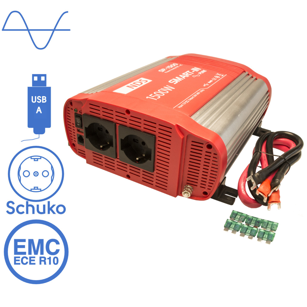 BBAtechniek - NDS SP-1500 inverter 12V 1500W USB-uitgang (1x)