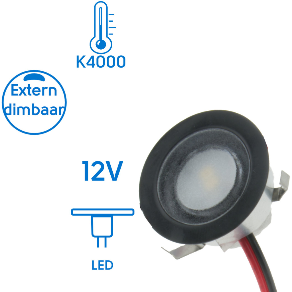 BBAtechniek - Piatto LED spot zwart 12V 0.4W (1x)