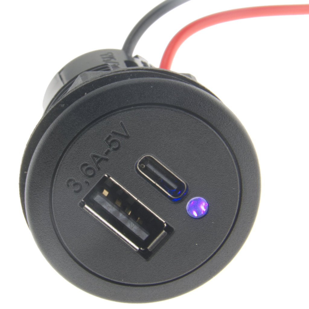 BBAtechniek - USB C-1x & A-1x 5V 3.6A LED inbouw (1x)