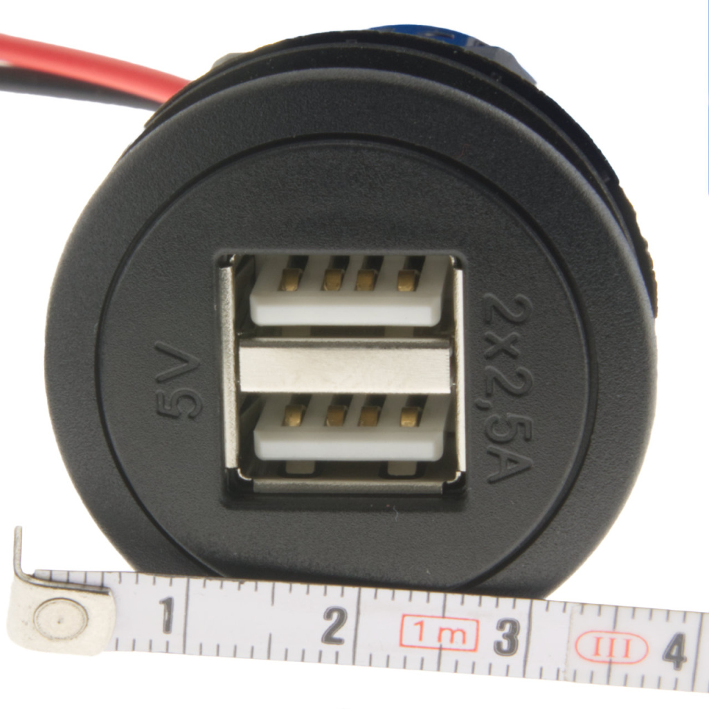 BBAtechniek - USB A-2x 5VDC 2x2.5A inbouw (1x)