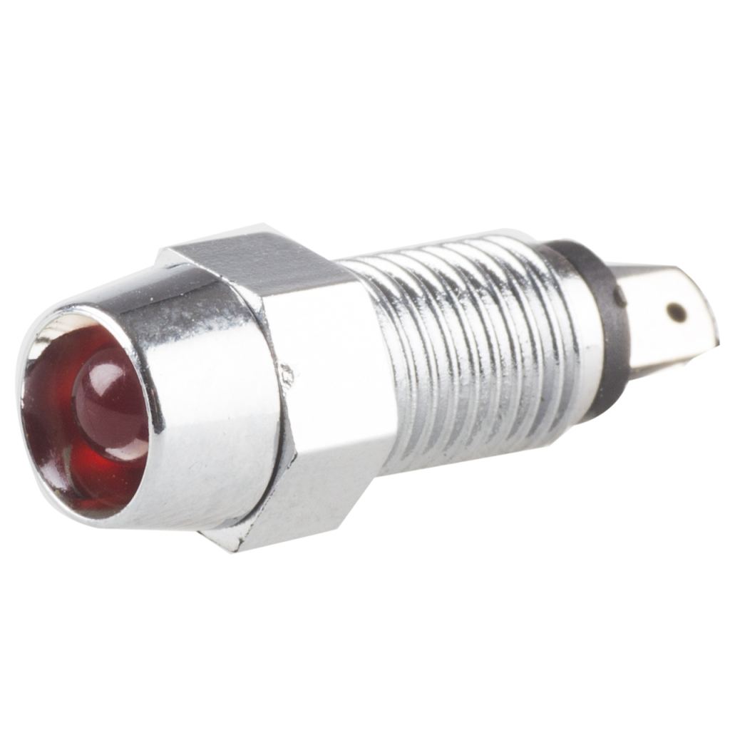 BBAtechniek - Controlelampje rode LED in chromen behuizing (10x)