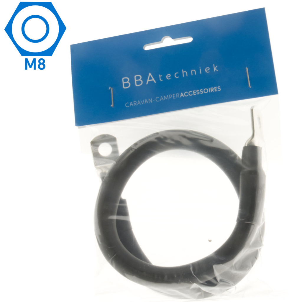 BBAtechniek - 50mm2 accu kabel flexibel zwart 2x M8 (0.5m)