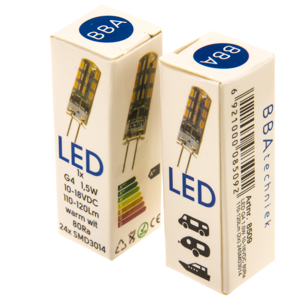 BBAtechniek - G4 10-18VDC 1.5W 3000K 110-120lm LED (2x) 