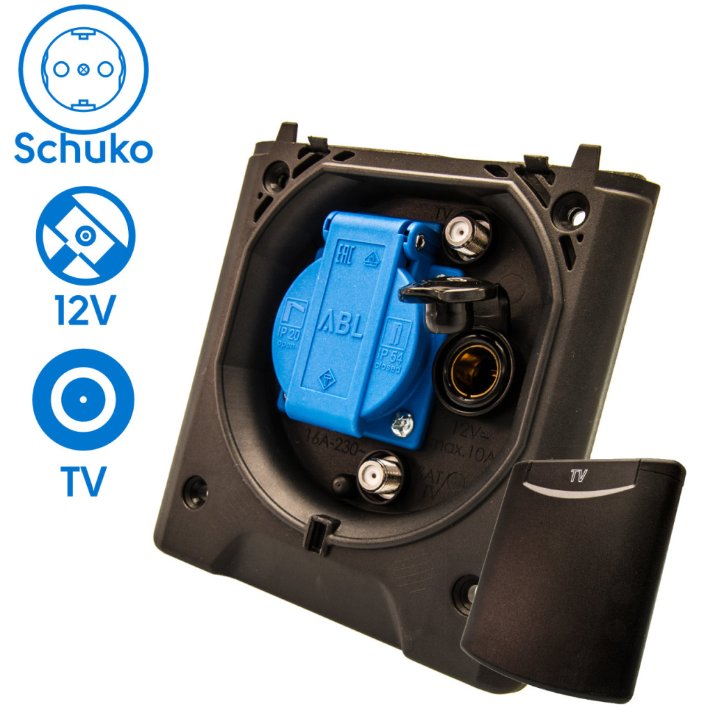 BBAtechniek - Voortent aansluiting CEE 230V  / TV / 12V (1x)