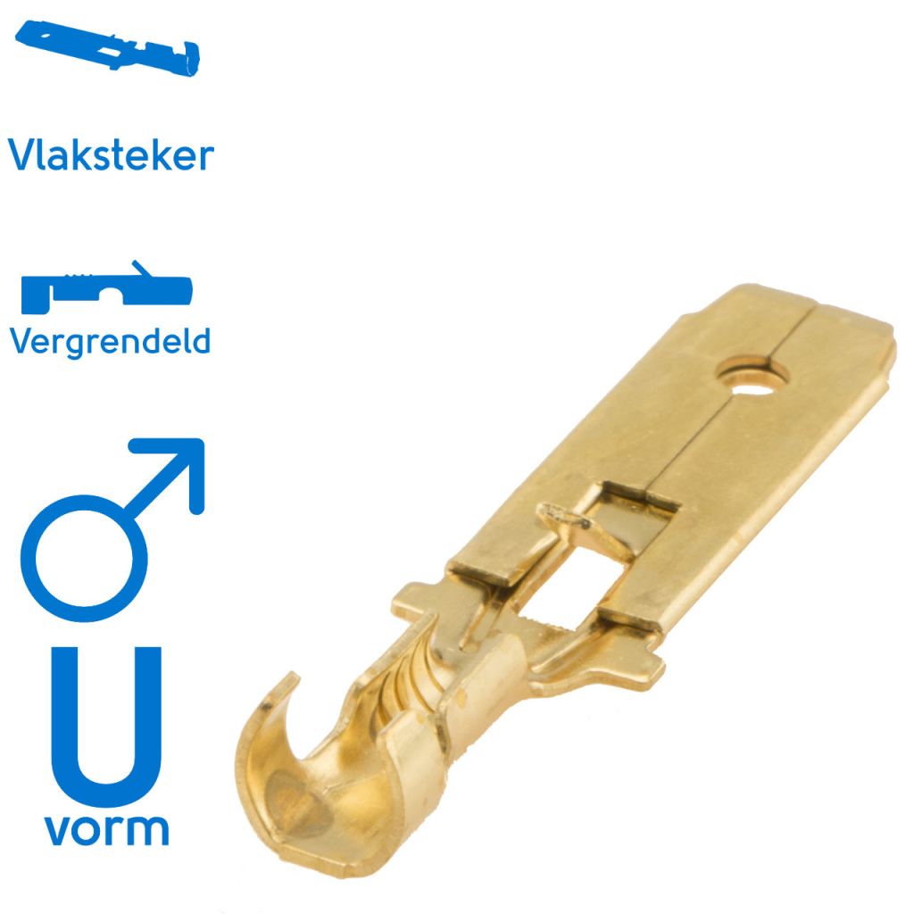 BBAtechniek - Vlaksteker messing 6.3 0.5-1.0mm² (100x)