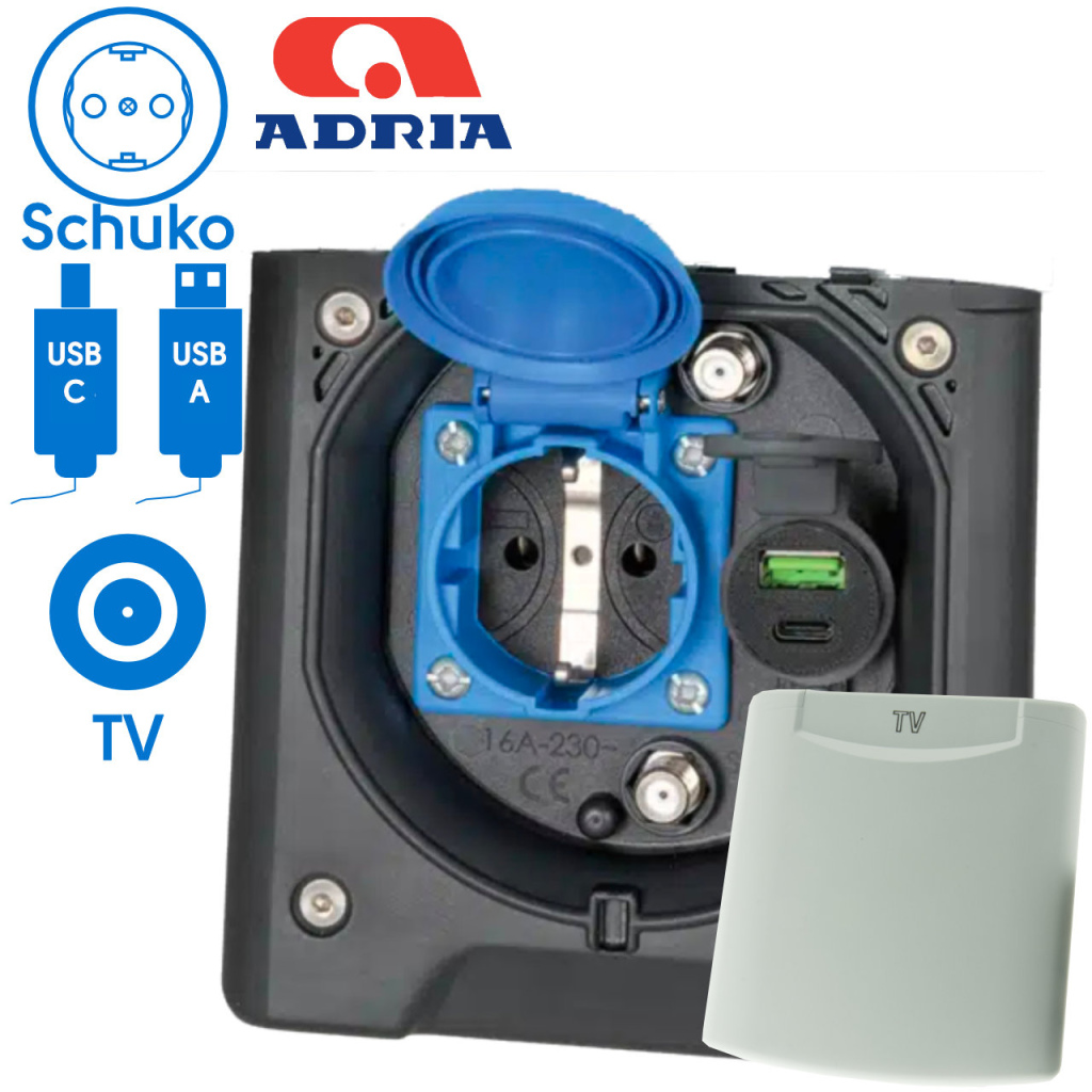 BBAtechniek - Voortent aansluiting CEE 230V / TV / USB-A/C (1x)