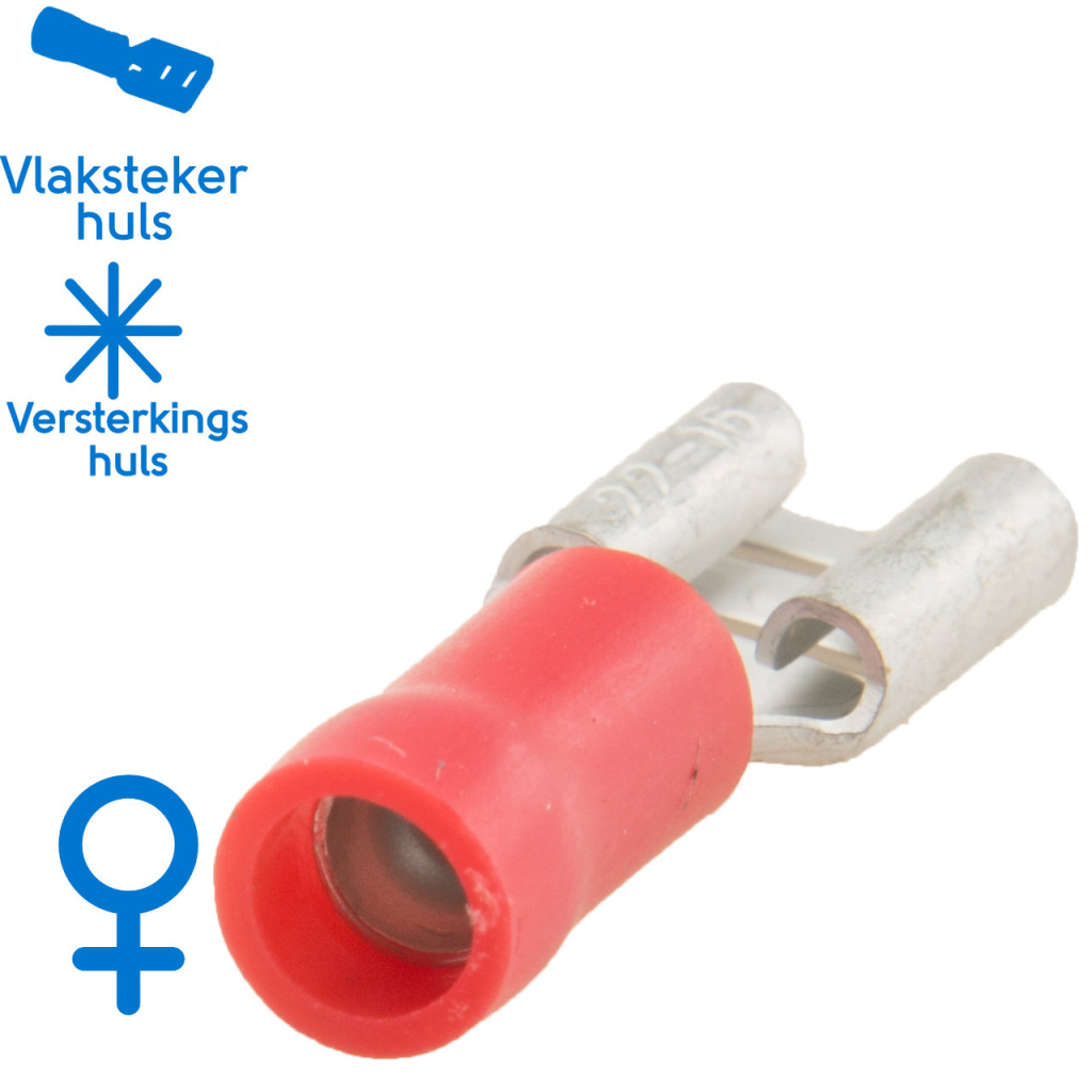 BBAtechniek - Vlakstekerhuls 6.3x0.8mm* rood (100x)