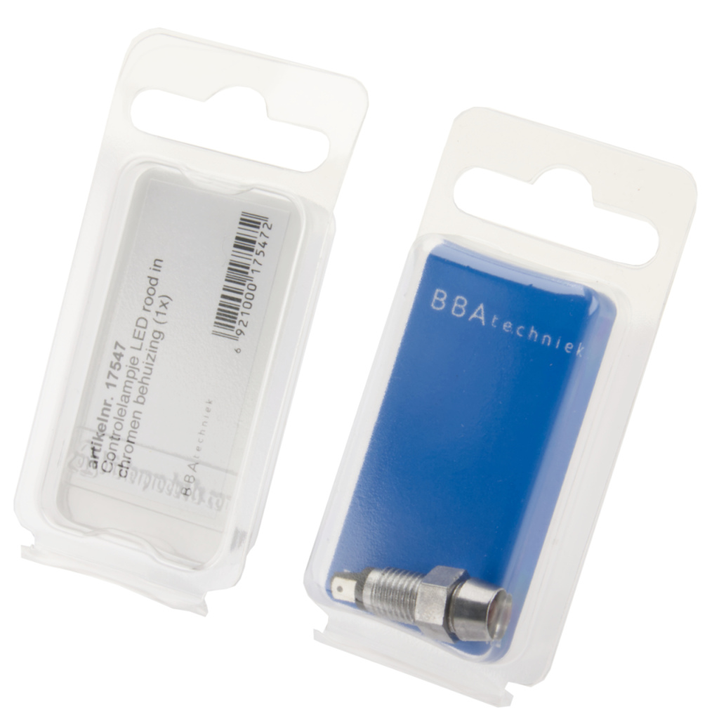 BBAtechniek - Controlelampje rode LED in chromen behuizing (1x)