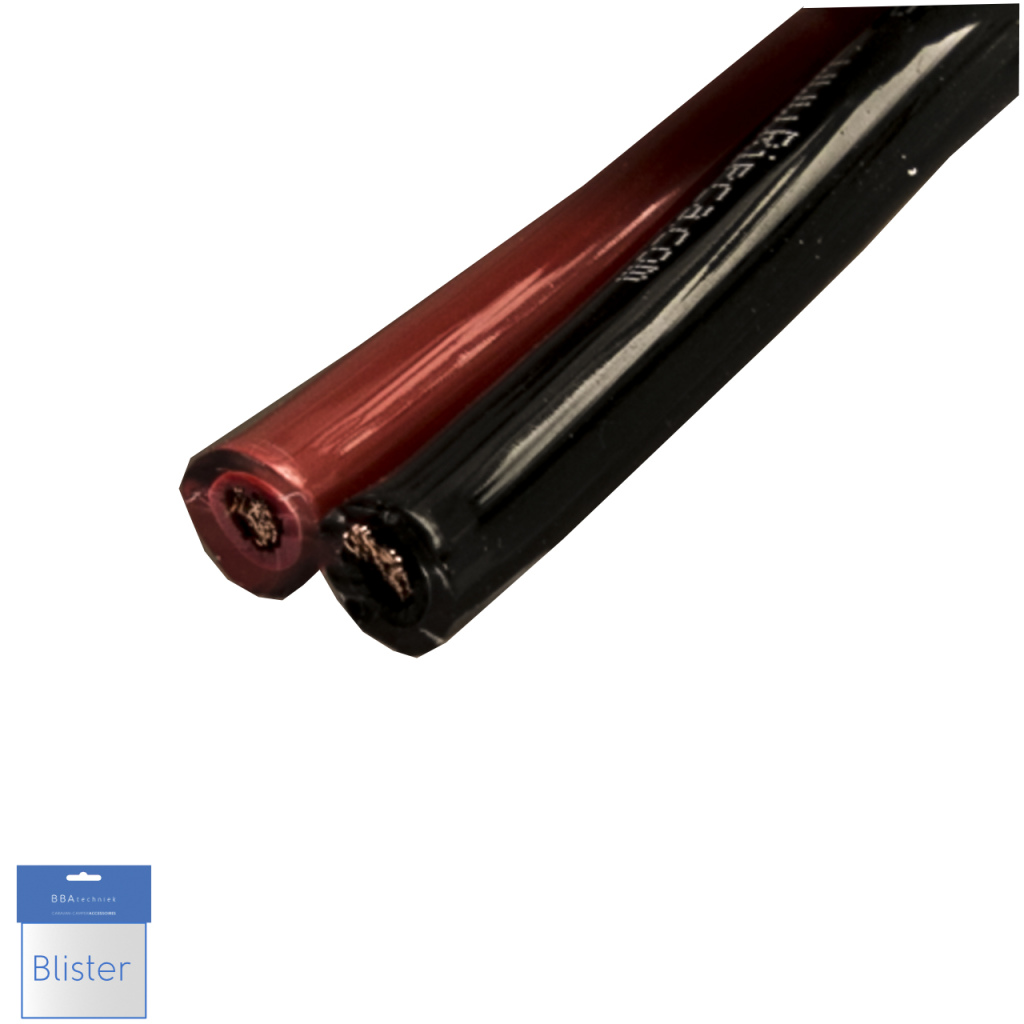 BBAtechniek - PVC kabel 2-aderig 2x4.0mm2 zwart/rood (2.5m) 