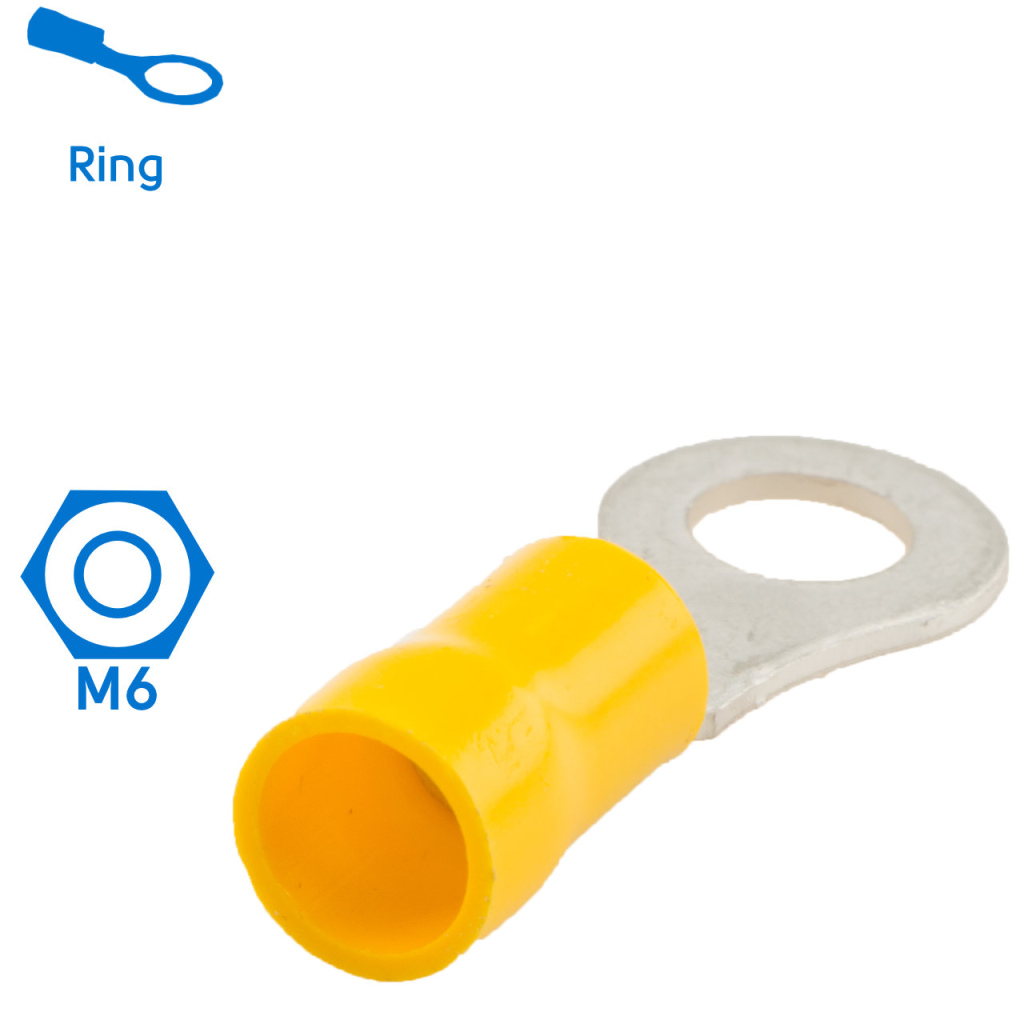 BBAtechniek - Kabelschoen ring M6 Ø6.4mm geel (50x)