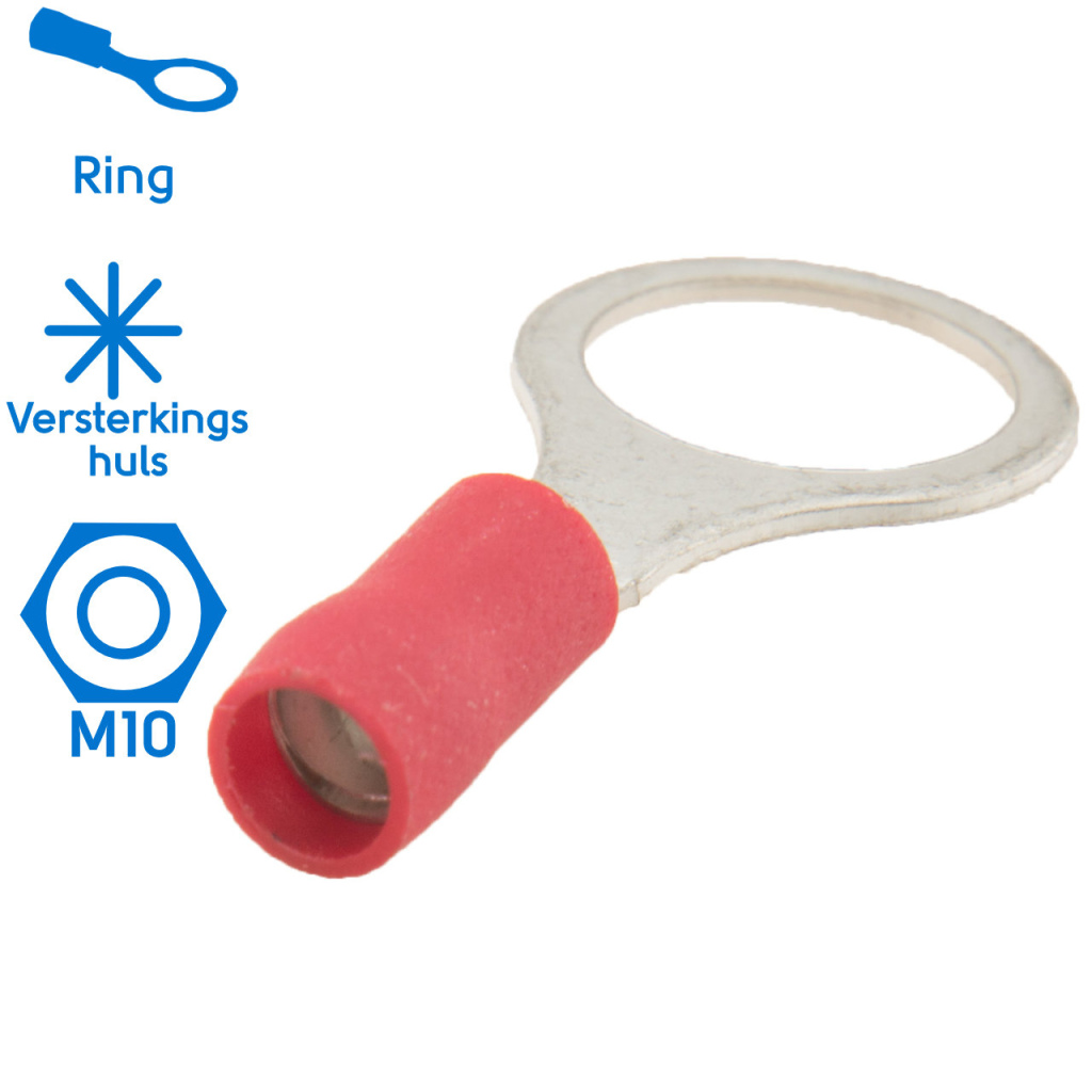 BBAtechniek - Kabelschoen ring M10 Ø10.5mm* rood (100x)