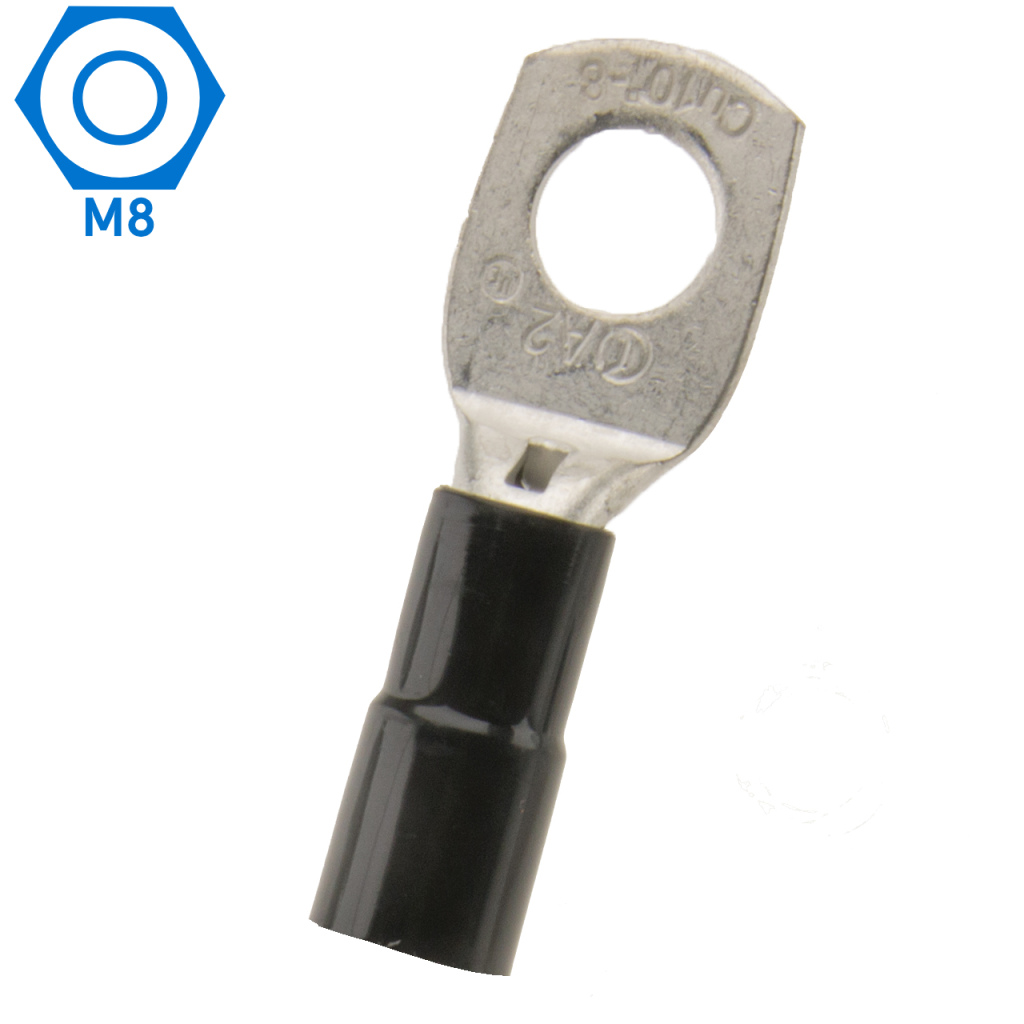 BBAtechniek - 10mm2 M8 gesloten kabeloog geïsoleerd zwart (25x)