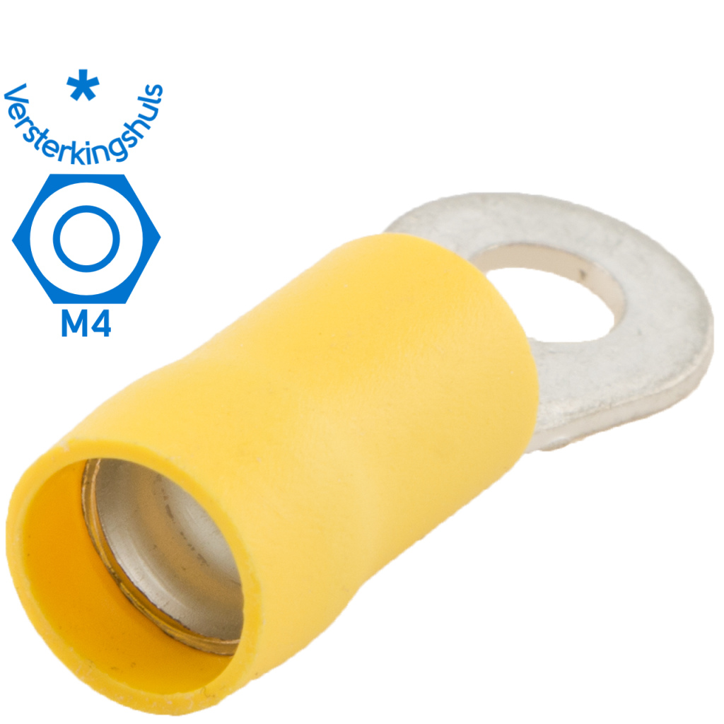 BBAtechniek - Kabelschoen ring M4 Ø4.3mm* geel (100x)