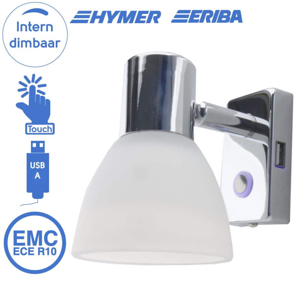 BBAtechniek - Faretto PowerLED 12V 3W chroom USB-A(1x)