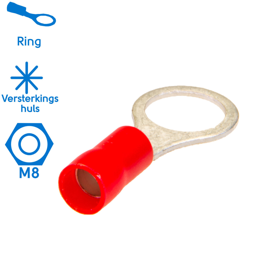 BBAtechniek - Kabelschoen ring M8 Ø8.4mm* rood (100x)