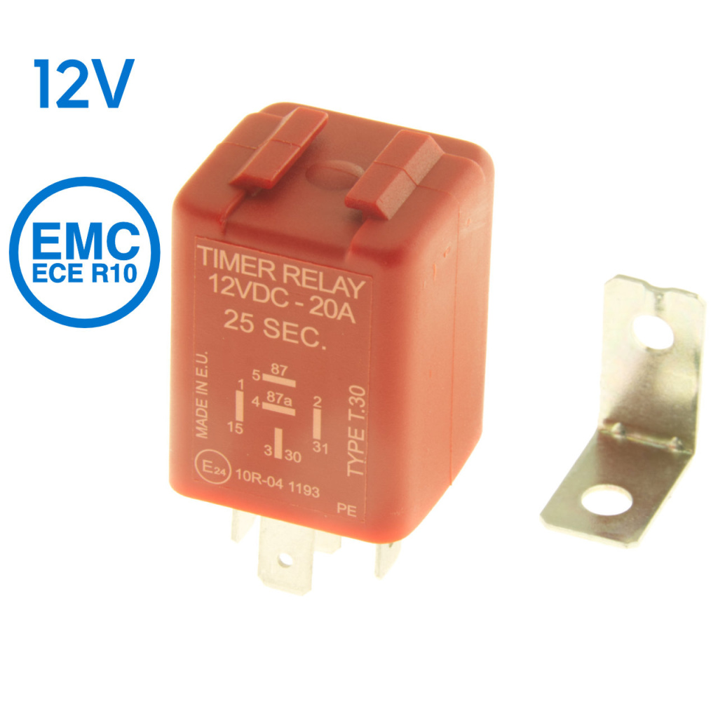 BBAtechniek - Timer relais 12V 20A 5-polig 25sec (1x)
