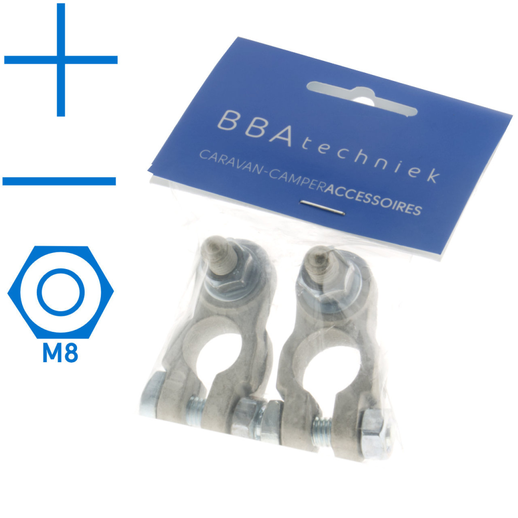 BBAtechniek - Accupoolklem M8 vertind - + set (1x)