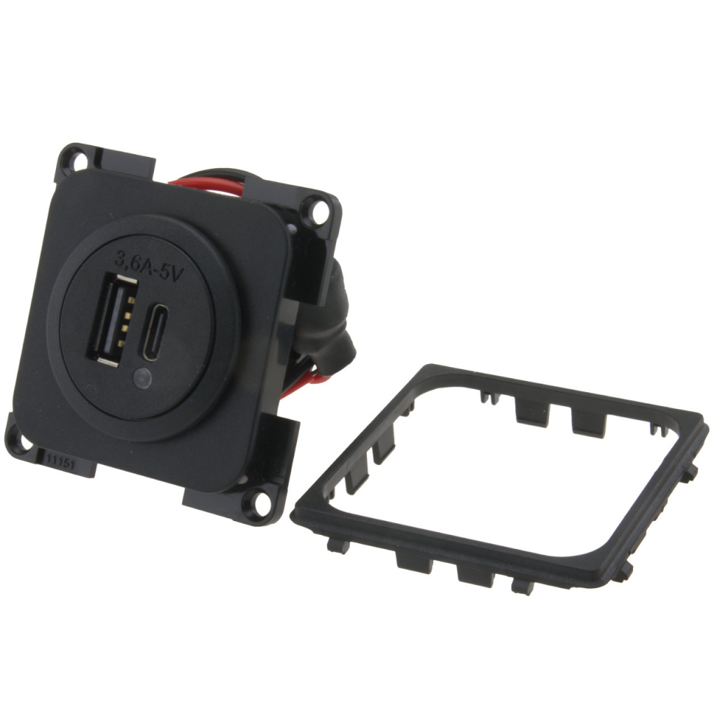 BBAtechniek - USB-C/A contactdoos DC/5V 3600mA zwart S20.000(1x)