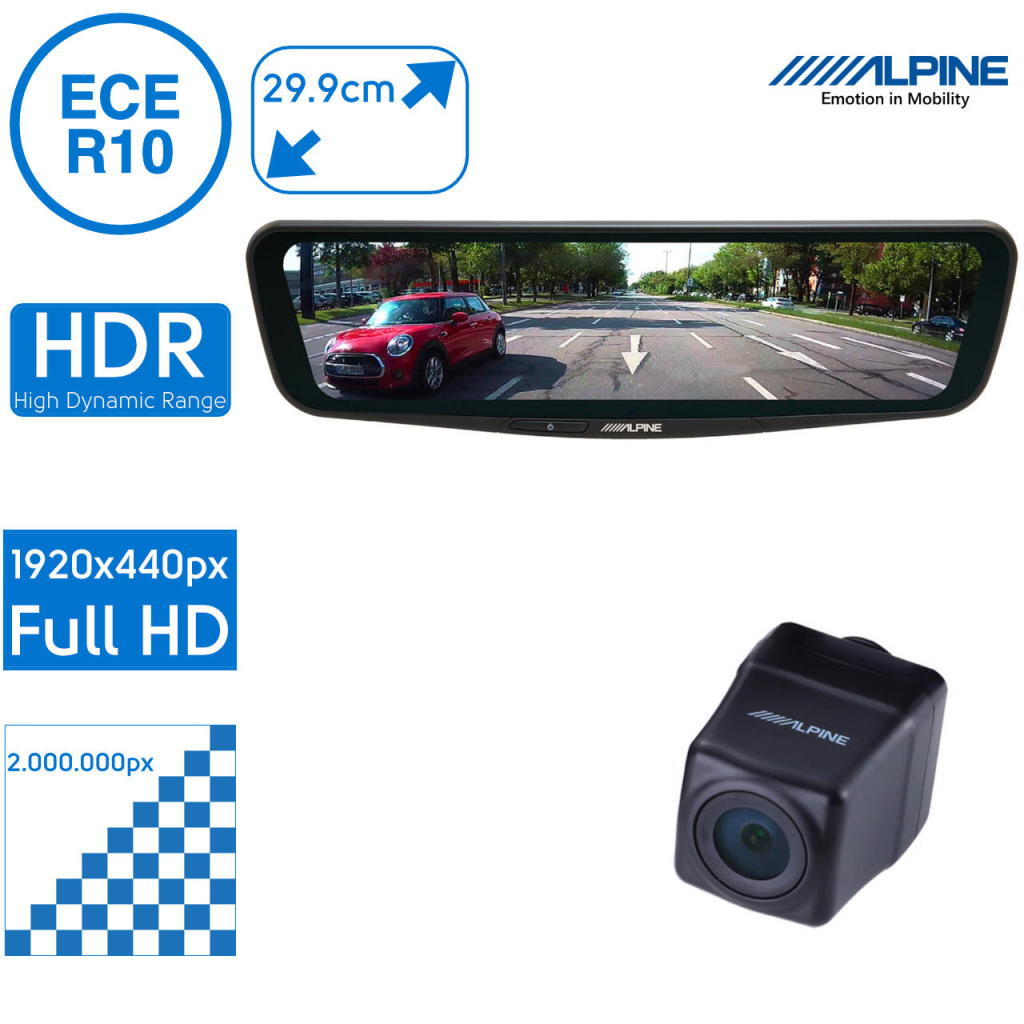 BBAtechniek - Alpine digitale binnenspiegel DME-R1200 (1x)
