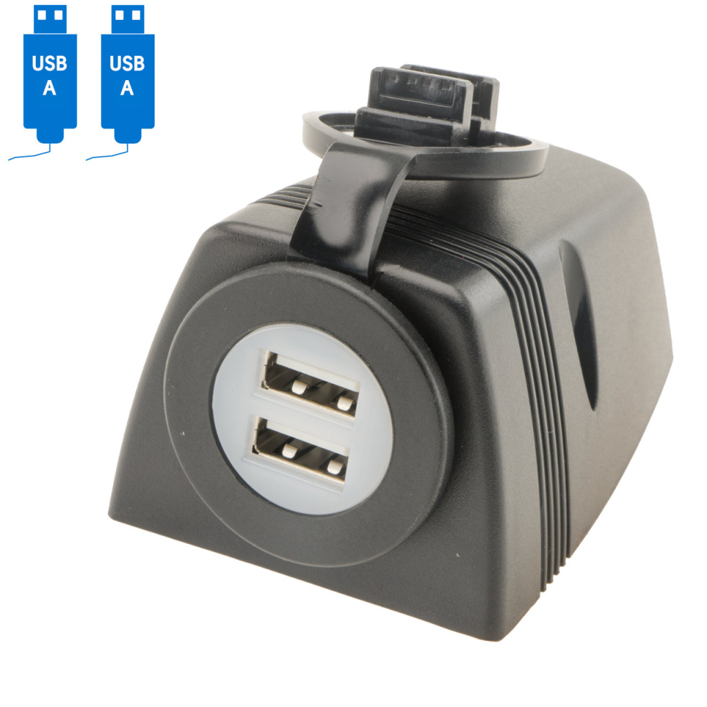 BBAtechniek - USB A-2x 5V 2.1A opbouw met afdekkap (1x)