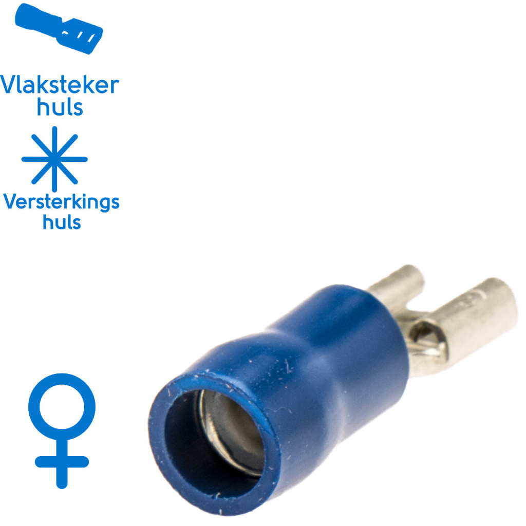 BBAtechniek - Vlakstekerhuls 4.8x0.8mm* blauw (100x)