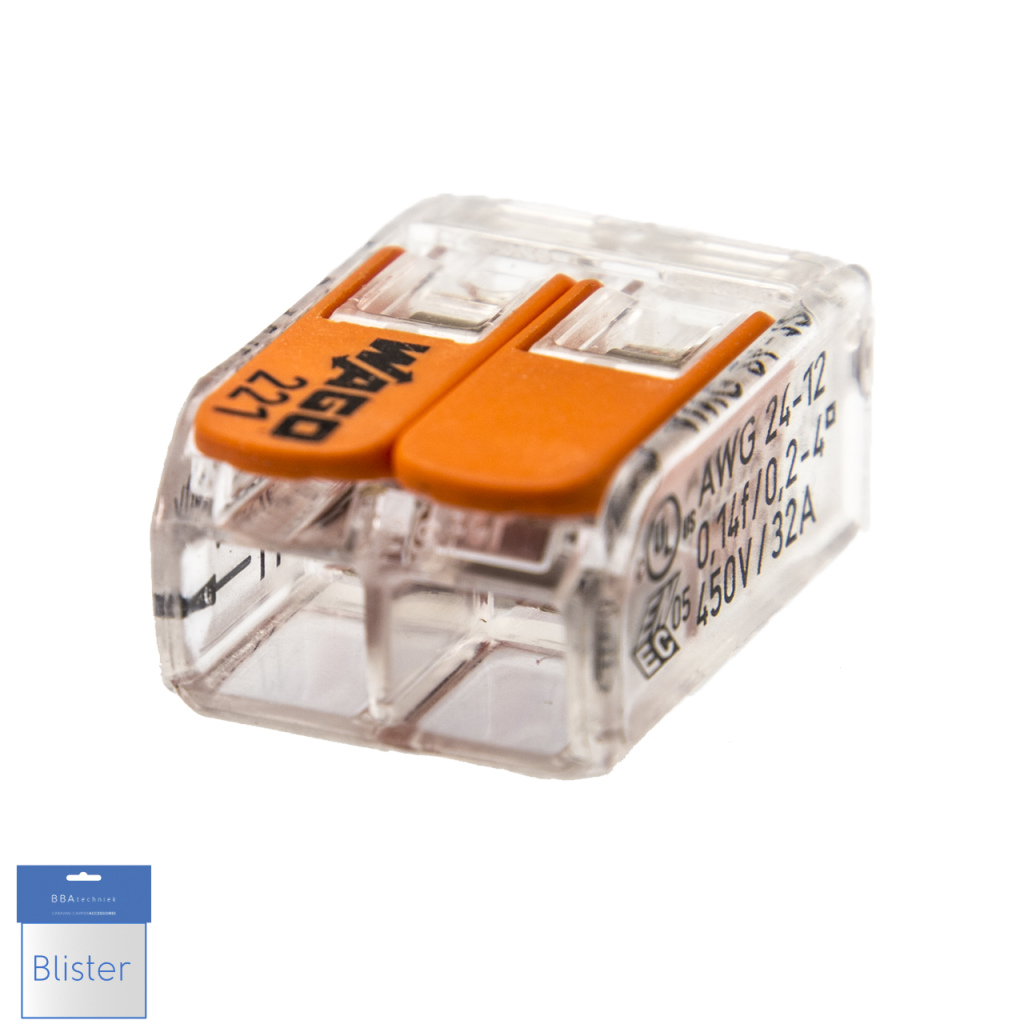BBAtechniek - Wago verbindingsklem 221 2-voudig 0.2-4mm2 (5x)
