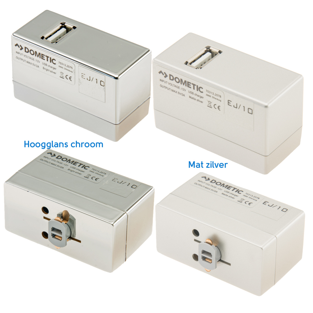 BBAtechniek - USB A-1x 5V 2A Dometic rail chroom (1x)