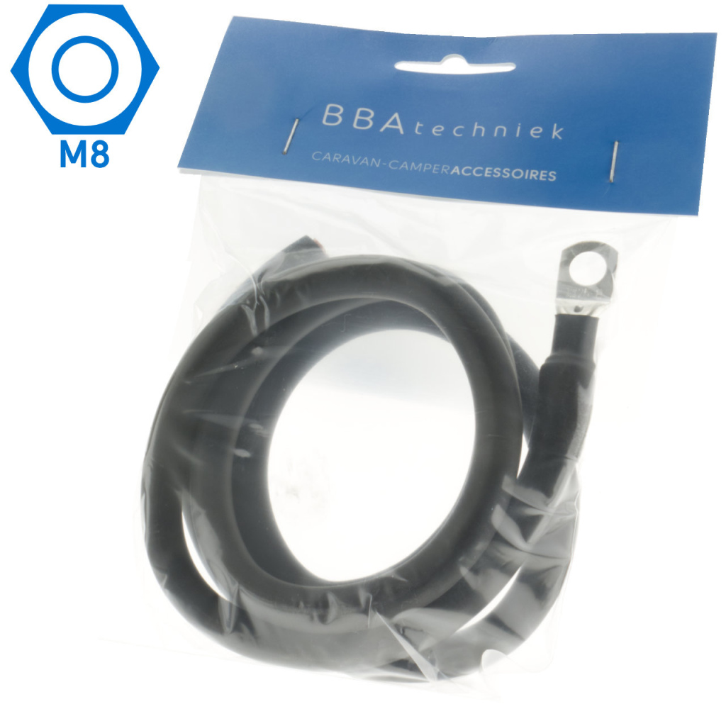 BBAtechniek - 25mm2 accu kabel flexibel zwart 1x M8 (1.0m)