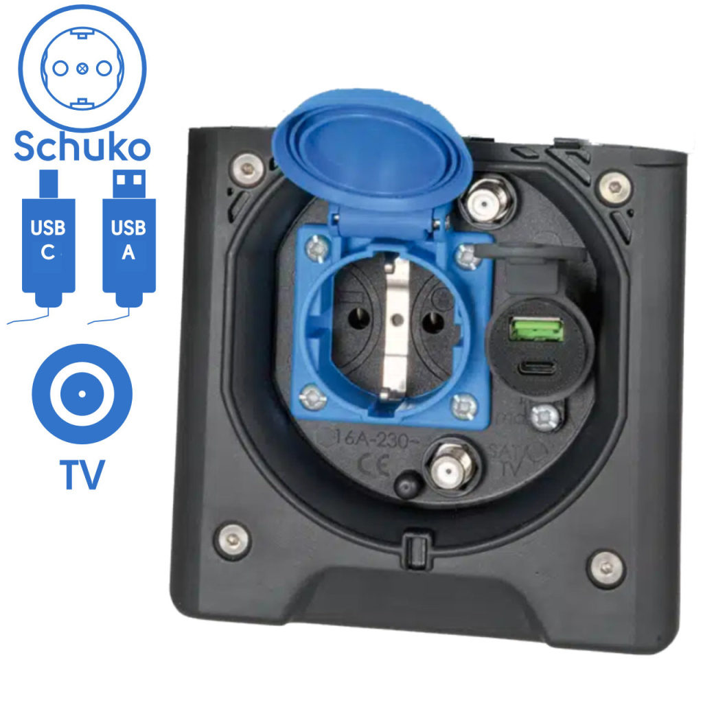 BBAtechniek - Voortent aansluiting CEE 230V / TV / USB-A/C (1x)