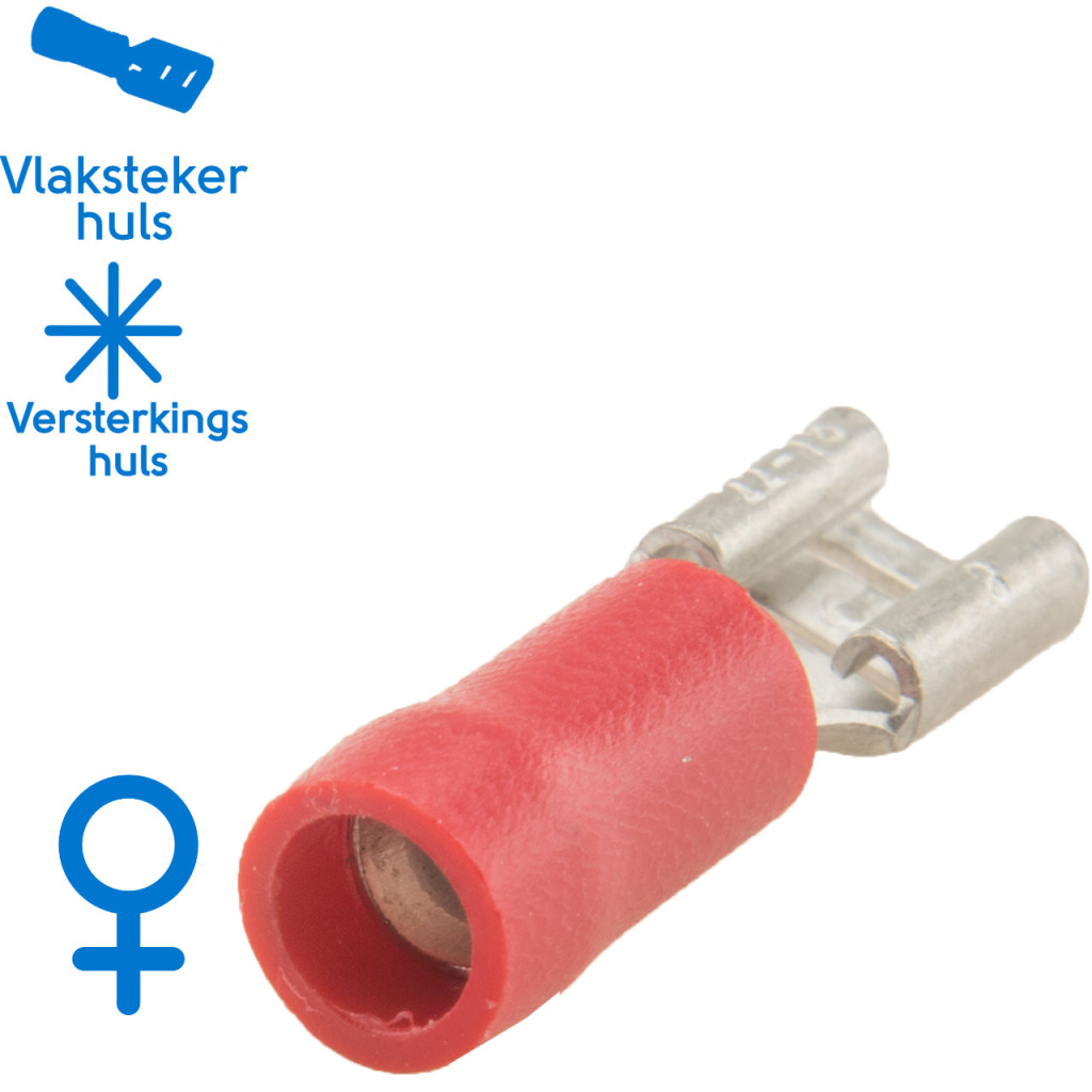 BBAtechniek - Vlakstekerhuls 4.8x0.8mm* rood (50x)