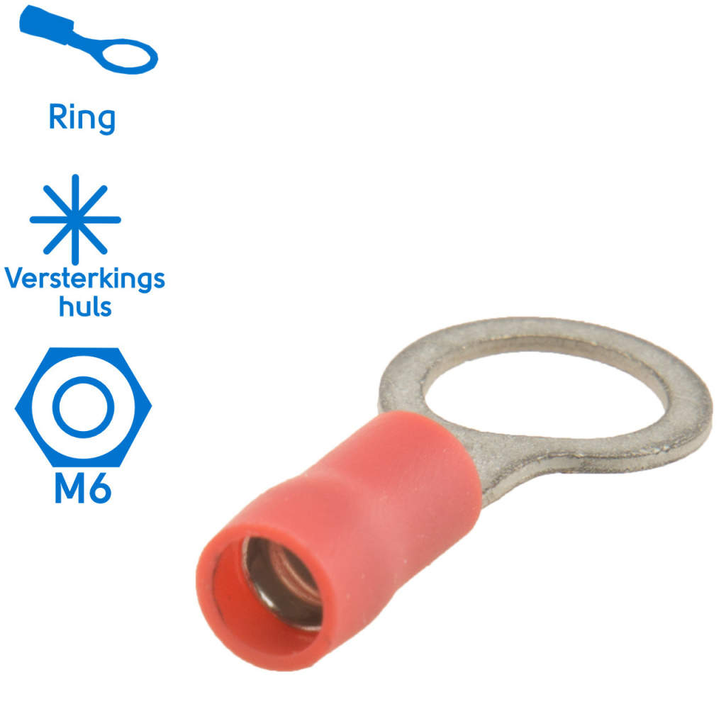 BBAtechniek - Kabelschoen ring M6 Ø6.4mm* rood (50x)