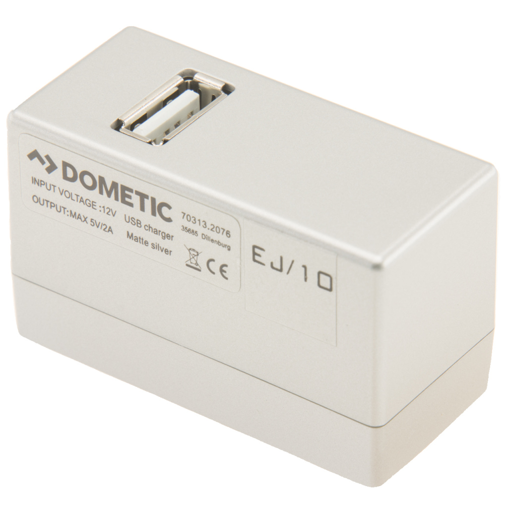 BBAtechniek - USB A-1x 5V 2A Dometic rail mat zilver (1x)