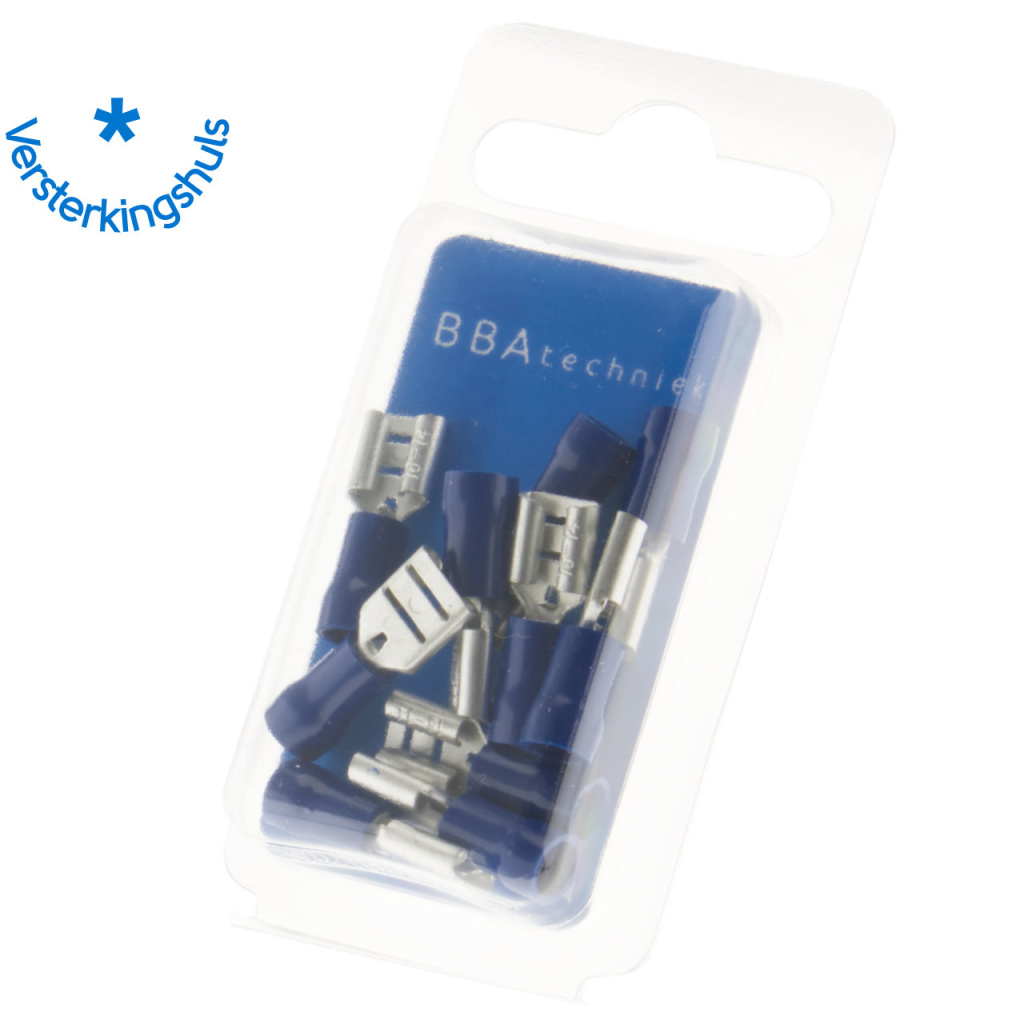 BBAtechniek - Vlakstekerhuls 6.3x0.8mm* blauw (10x)