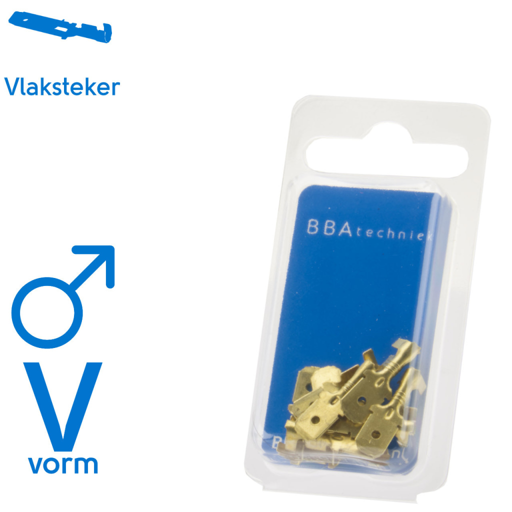 BBAtechniek - Vlaksteker 6.3x0.8mm ongeïsoleerd 1.5-2.5mm² (10x)