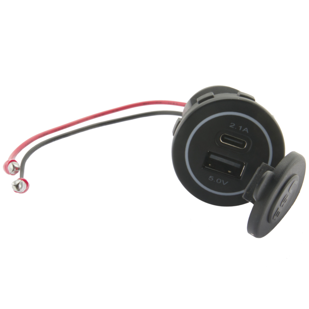 BBAtechniek - USB C-1x & A-1x 5V 2.1A inbouw met afdekkap (1x)