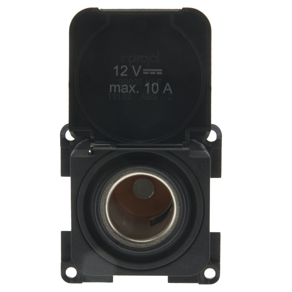 BBAtechniek - S 30.000 12V 10A contactdoos zwart + klepje (1x) 