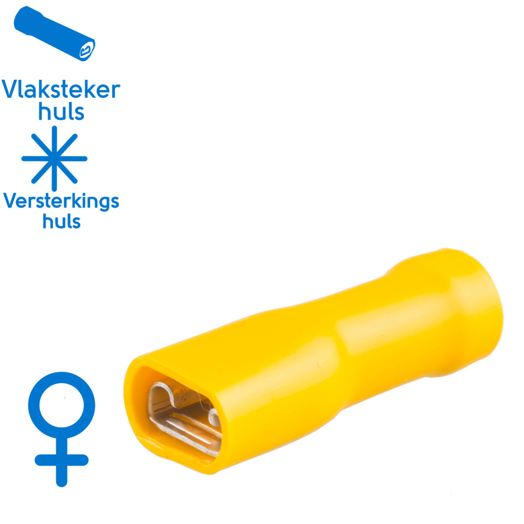 BBAtechniek - Vlakstekerhuls 6.3x0.8mm* geel (100x)