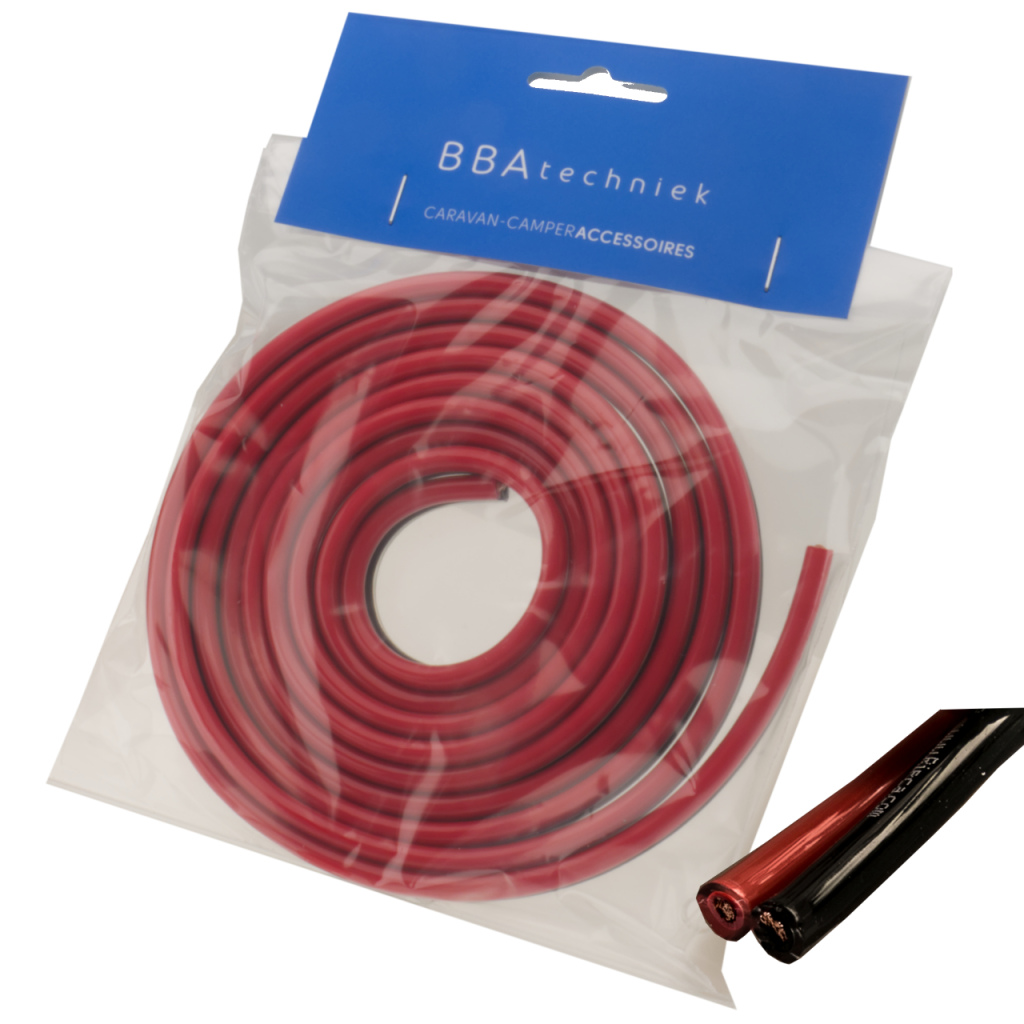 BBAtechniek - PVC kabel 2-aderig 2x4.0mm2 zwart/rood (2.5m) 