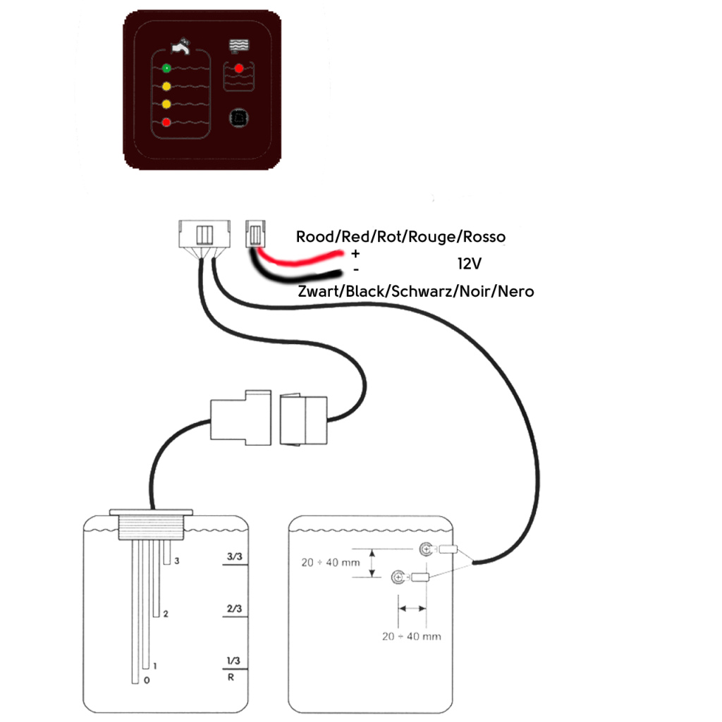 BBAtechniek - BBA schoon- en vuilwatertankmeter LED display (1x)
