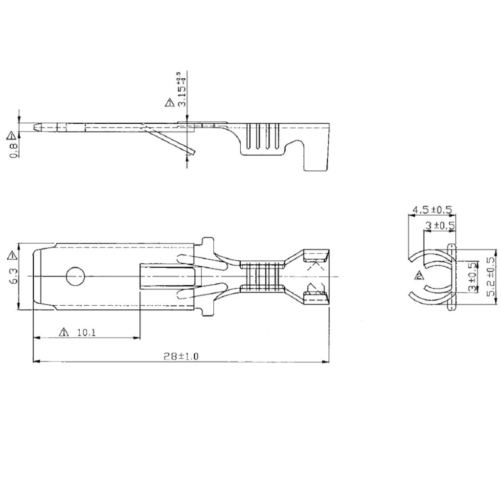 BBAtechniek - Vlaksteker messing 6.3 0.5 -1.0mm² (100x)