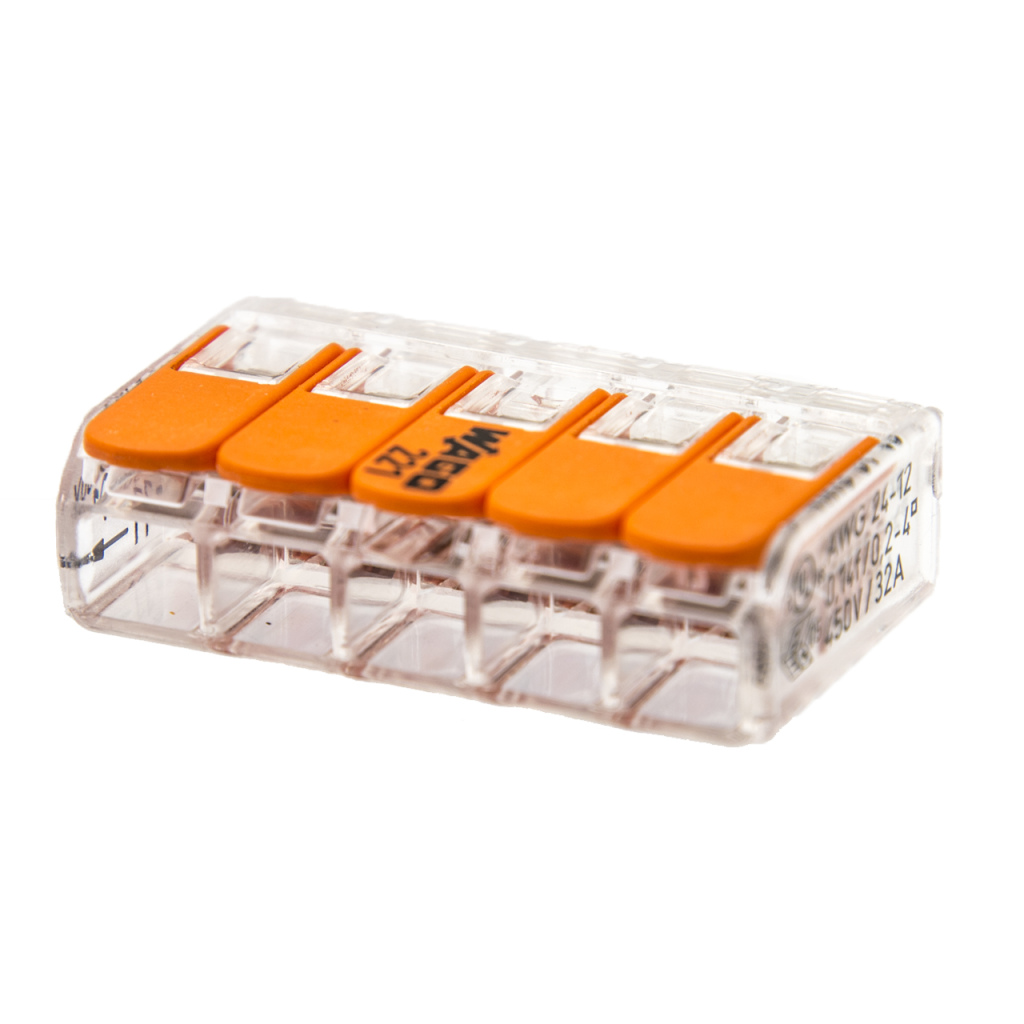 BBAtechniek - Wago verbindingsklem 221 5-voudig 0.2-4mm2 (25x)