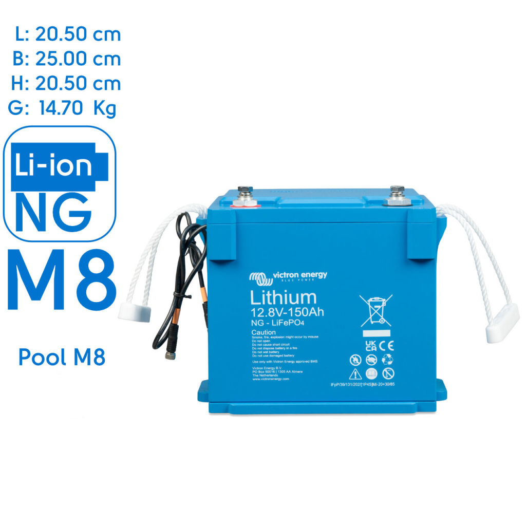 BBAtechniek - LiFePO4 accu 12.8V 150Ah NG M8 (1x)